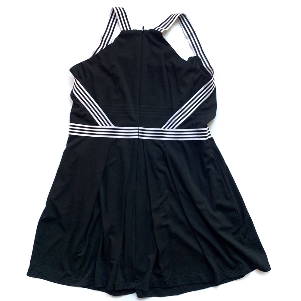 City Chic Black Fit & Flare Dress w Striped Straps - Picture 3 of 8